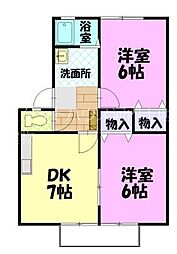 サンガーデンメルヘン 2DKの間取図画像