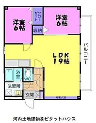 コーポソレイユ 2LDKの間取図画像