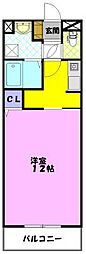 フォレストY&M雀宮B 1Kの間取図画像
