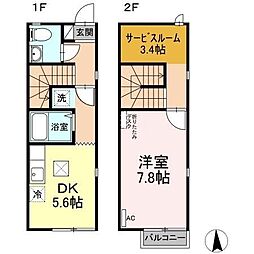 リースランド野高谷C 1DKの間取図画像