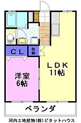クリーンリヴ清華 1LDKの間取図画像
