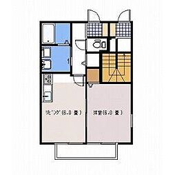 ハピネスA・F 1DKの間取図画像
