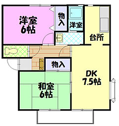 サンプレイス城南A 2LDKの間取図画像