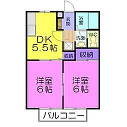 メゾン・ラフィーネ1 2DKの間取図画像