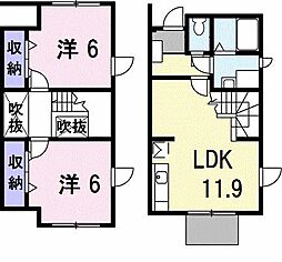 MMハイツ 2-B 2LDKの間取り