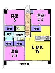 アステージ 6階3LDKの間取り