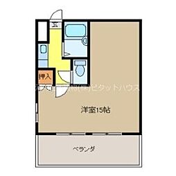 グランディ簗瀬 1Kの間取図画像