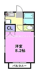 三向ハイツNo.12 1Kの間取図画像