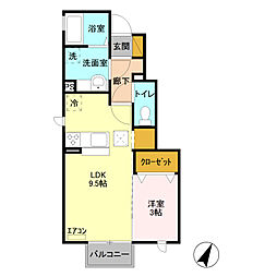 カナンドーサ 1LDKの間取図画像