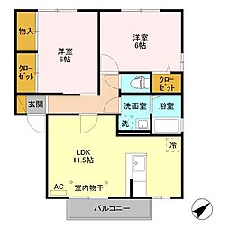 エスペランサD 2LDKの間取図画像