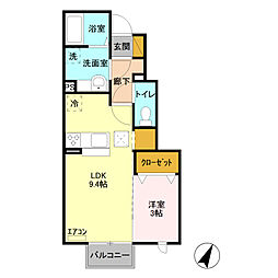 カナンドーサ 1LDKの間取図画像