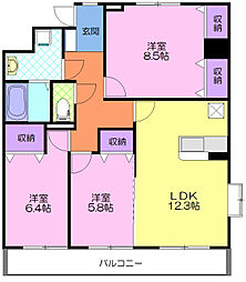 リバーサイド天神 3LDKの間取図画像