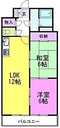 館野コーポ 2LDKの間取図画像