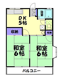 上の原ハイツ 2DKの間取図画像