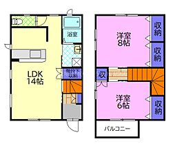 竹林メゾネット3 2階2LDKの間取り