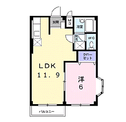 エルサティ1 1LDKの間取図画像