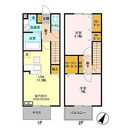 クエスタ 2LDKの間取図画像