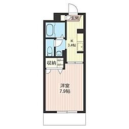 SOUTH・BELL 1Kの間取図画像