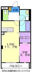 HANAWADAHKYMPANAHEIGHTS 1SKの間取図画像