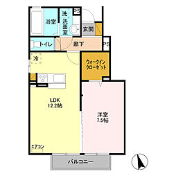 ロイヤルテラスA 1LDKの間取図画像