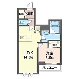 エクラプラティニ 1LDKの間取図画像