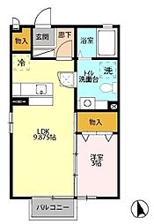 レジデンス上野B 1LDKの間取図画像