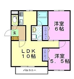 すずらんレジデンス6 2LDKの間取図画像