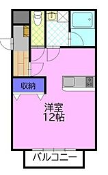 ポワロキャッスル 1Kの間取図画像