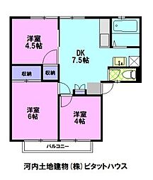 プリオール桜 3DKの間取図画像