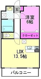 ベラルーチェB 1LDKの間取図画像