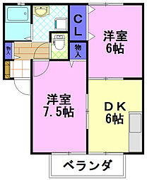UTENA 2DKの間取図画像