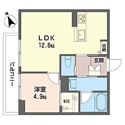 ジ ワン 今泉 1LDKの間取図画像