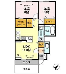 コーポ田村No.16 2LDKの間取図画像
