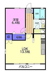 エスポワールB 1LDKの間取図画像
