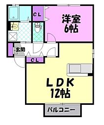 シーダーコートA 1LDKの間取図画像