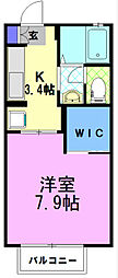 グランシード陽東B 1Kの間取図画像