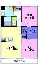 レジデンスカノン 2LDKの間取図画像
