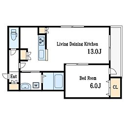 都営新宿線 瑞江駅 徒歩17分の賃貸マンション 2階1LDKの間取り