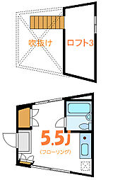 JR総武線 小岩駅 徒歩24分の賃貸アパート 2階ワンルームの間取り