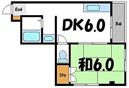 都営新宿線 瑞江駅 徒歩3分の賃貸マンション 3階1DKの間取り
