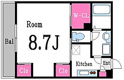 都営新宿線 船堀駅 徒歩8分の賃貸アパート 3階1Kの間取り