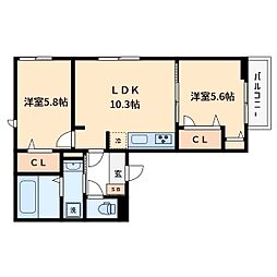 都営新宿線 一之江駅 徒歩11分の賃貸アパート 1階2LDKの間取り