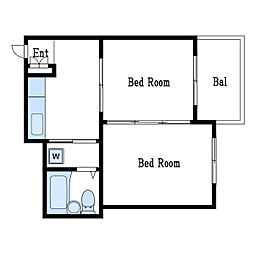 カーサヴィア船堀 2DKの間取図画像
