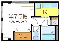 サンライトマンション 1Kの間取図画像