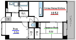 リバーサイド・ゼム 2LDKの間取図画像