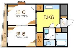 クリザンスコート 2DKの間取図画像