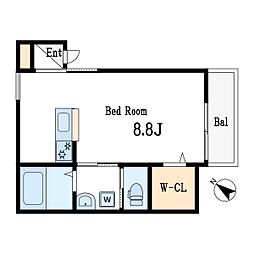 都営新宿線 瑞江駅 徒歩11分の賃貸アパート 2階ワンルームの間取り
