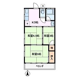 サンコーポ 2階3Kの間取り