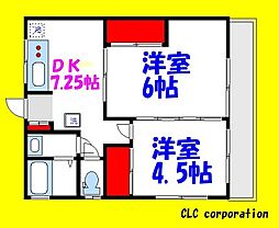 東京メトロ東西線 南行徳駅 徒歩13分の賃貸アパート 2階2DKの間取り