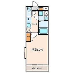 アクシス瑞江 2階1Kの間取り